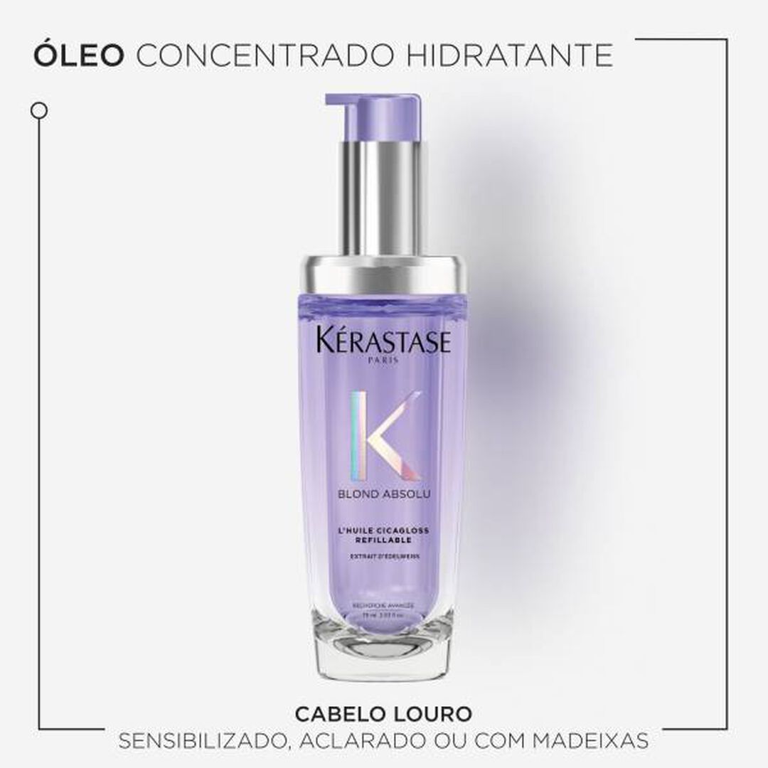 ÓLEO CAPILAR RECARREGÁVEL L'HUILE CICAGLOSS, PARA CABELO LOURO SENSIBILIZADO, ACLARADO OU COM MADEIXAS - KERASTASE - Blond Absolu - Imagem 5