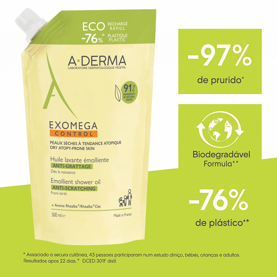 Exomega Control &Oacute;leo Duche pele Seca e At&oacute;pica Recarga - A-DERMA -  - Imagem 4