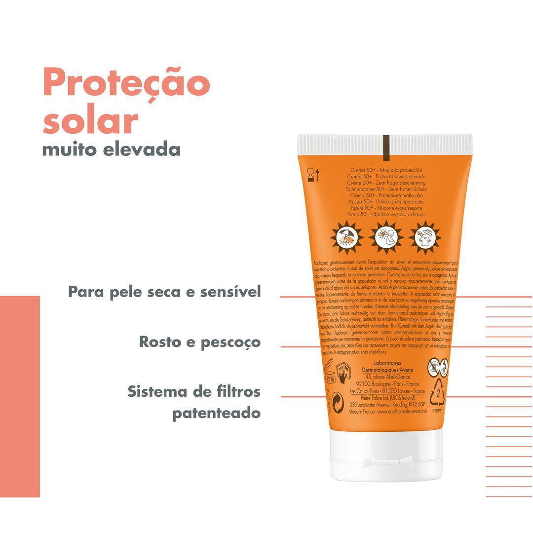 Protetor Solar Creme 50+ Incolor SPF50 - AVENE -  - Imagem 5