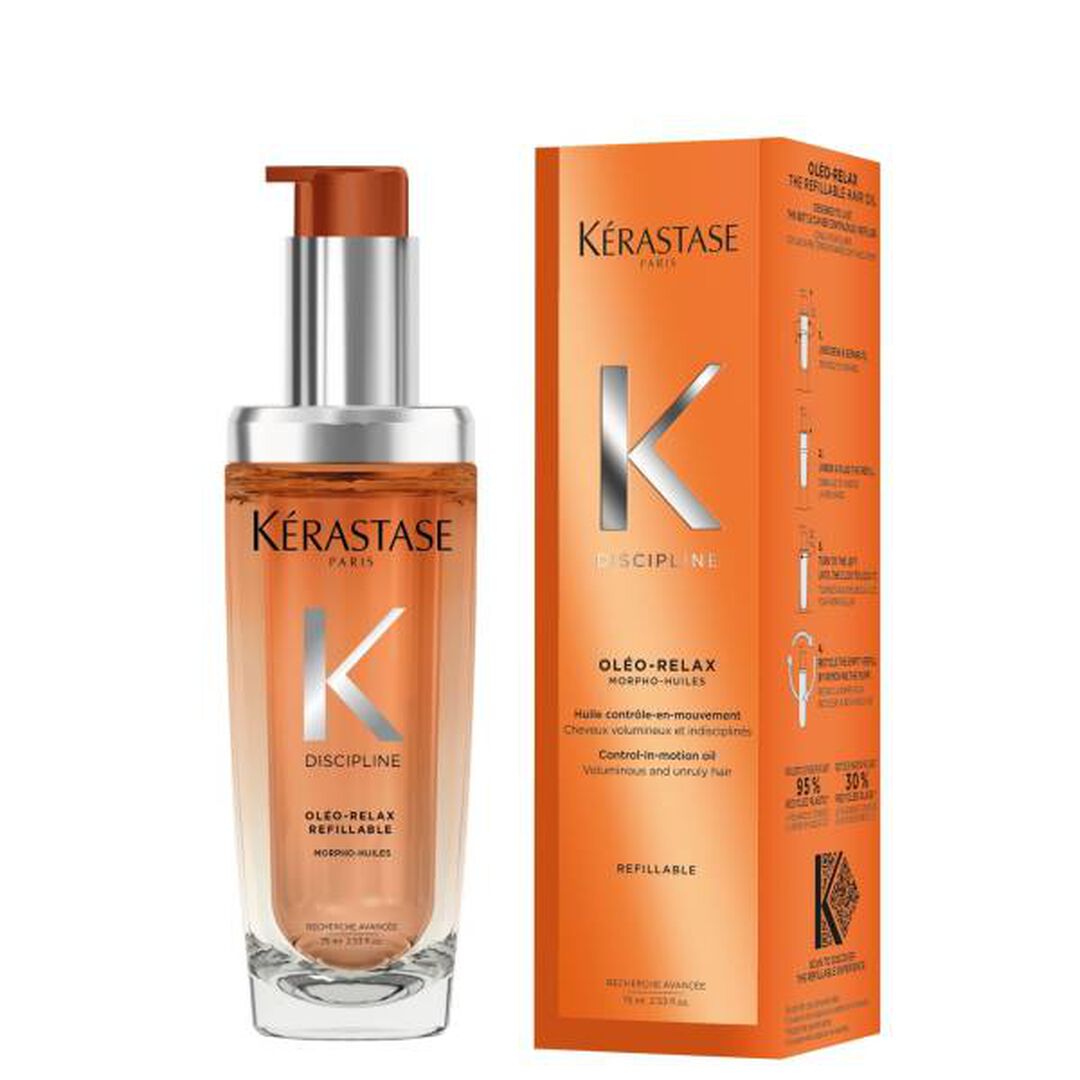 ÓLEO CAPILAR RECARREGÁVEL L'HUILE OLEO-RELAX PARA CABELO VOLUMOSO E INDISCIPLINADO - KERASTASE - Discipline - Imagem 6