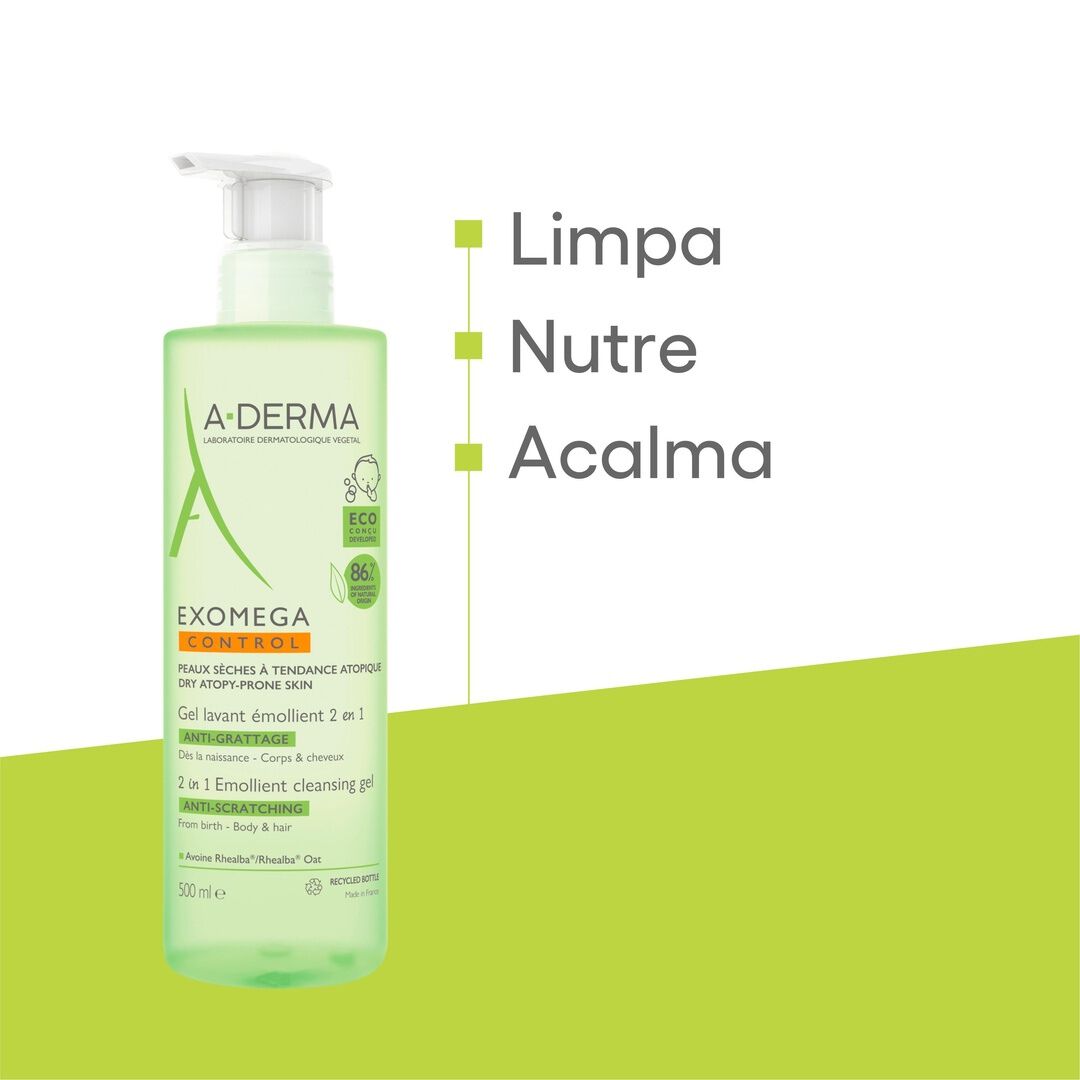 Exomega Control Gel de Banho Calmante Comich&atilde;o da Pele At&oacute;pica - A-DERMA -  - Imagem 6