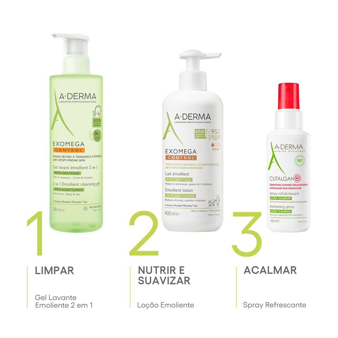 Exomega Control Gel de Banho Calmante Comich&atilde;o da Pele At&oacute;pica - A-DERMA -  - Imagem 4