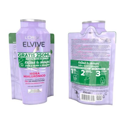 Pack Hidra Hialur&oacute;nico - Champ&ocirc; + Recarga - ELVIVE -  - Imagem