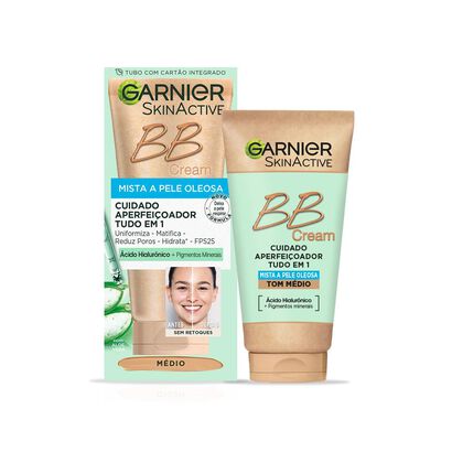 SkinActive BB Cream Matificante para Peles Mistas a Oleosas FPS25 (Tom Médio) - GARNIER -  - Imagem