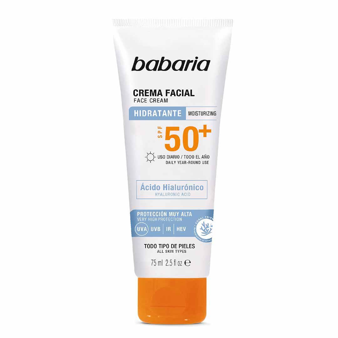 Creme Facial &Aacute;cido Hialur&ocirc;nico Solar SPF50+ - BABARIA -  - Imagem 1