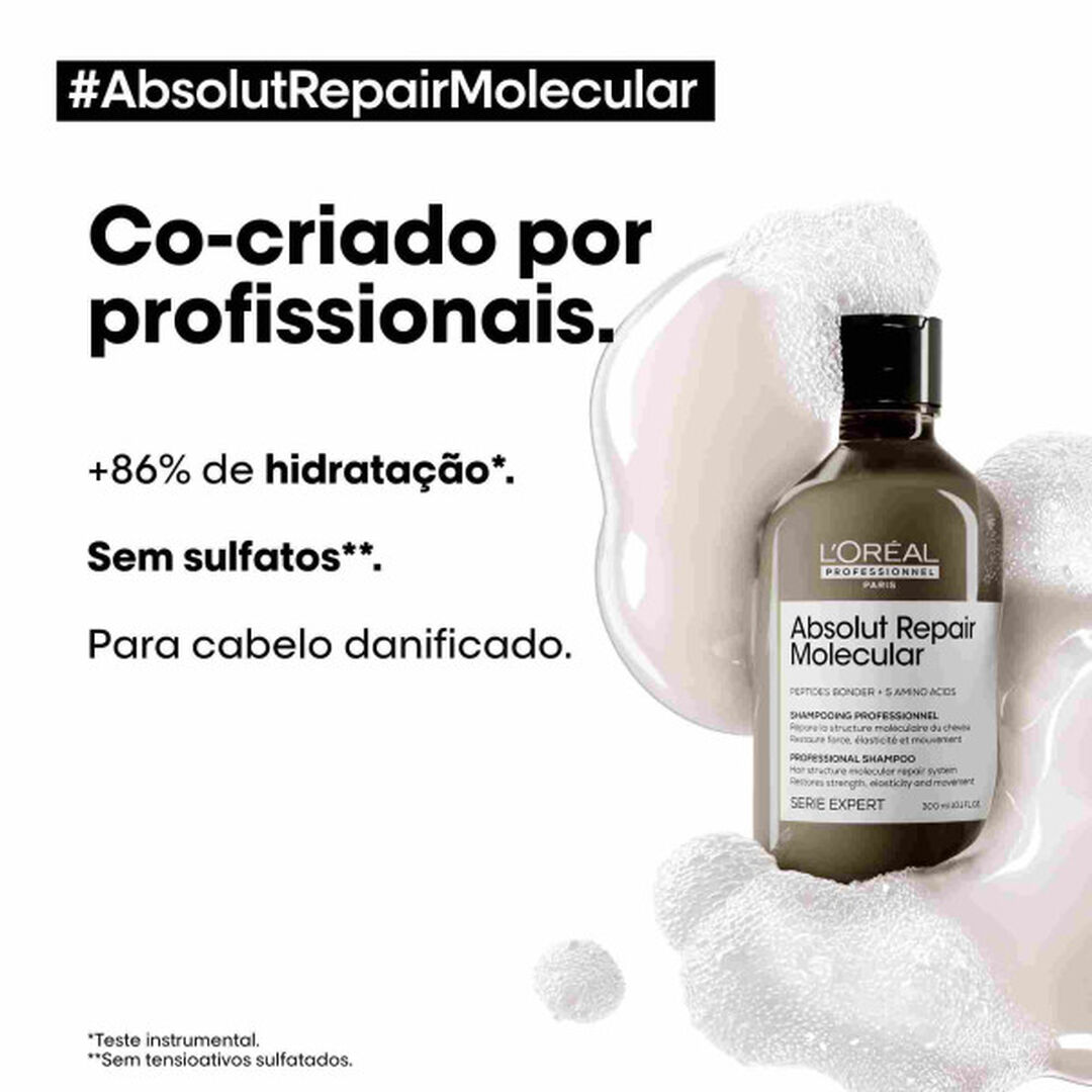 Shampoo Absolut Repair Molecular - L'OR&Eacute;AL PROFESSIONNEL - SERIE EXPERT - Imagem 4