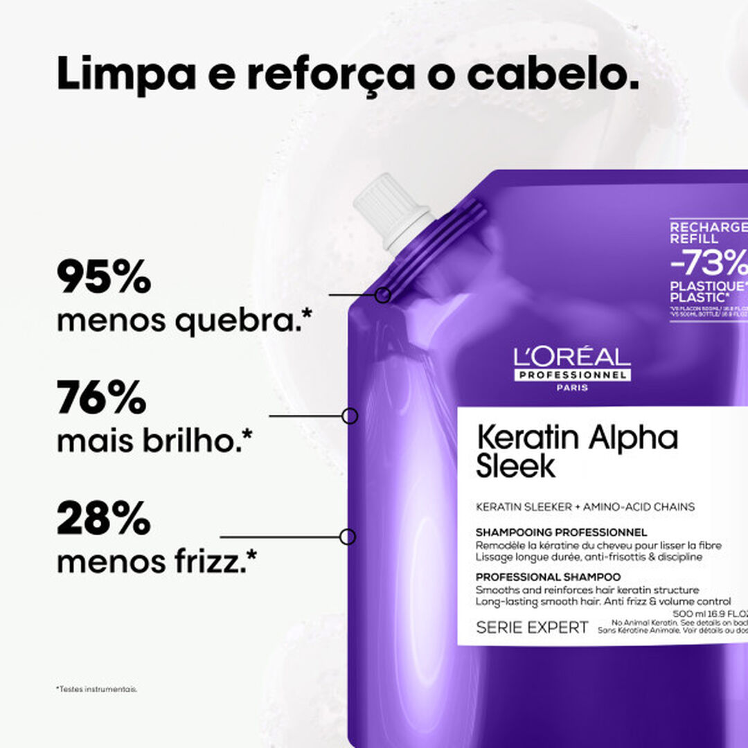 Keratin Alpha Smooth Shampoo - Recarga - L'OR&Eacute;AL PROFESSIONNEL - SERIE EXPERT - Imagem 10