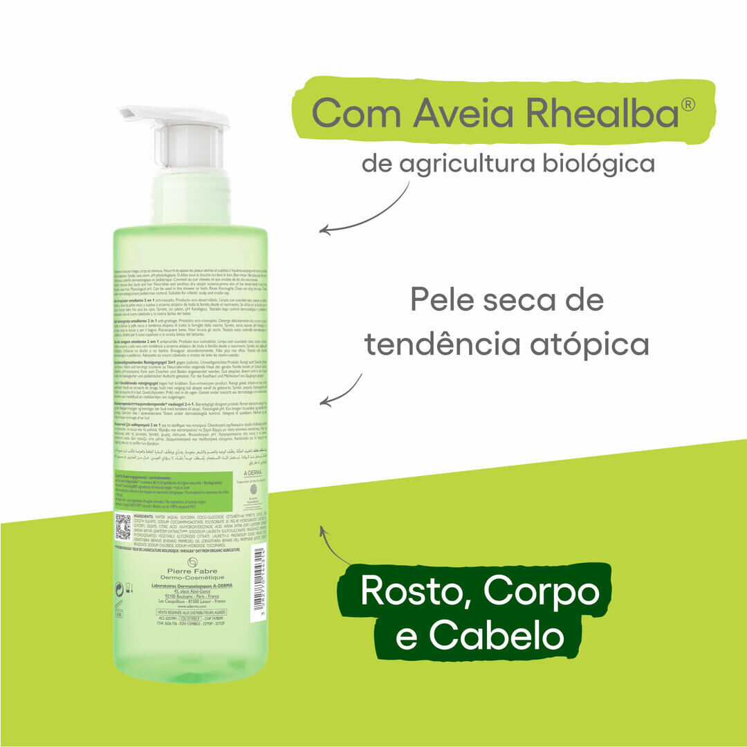 Exomega Control Gel de Banho Calmante Comich&atilde;o da Pele At&oacute;pica - A-DERMA -  - Imagem 3