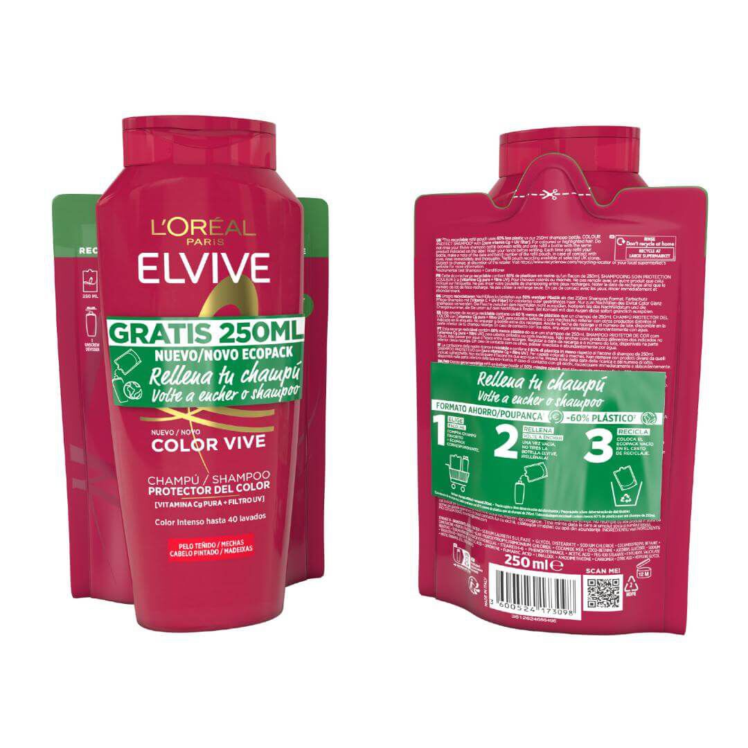 Pack Champ&ocirc; Color Vive (400ml + refill 250ml) - ELVIVE -  - Imagem 1