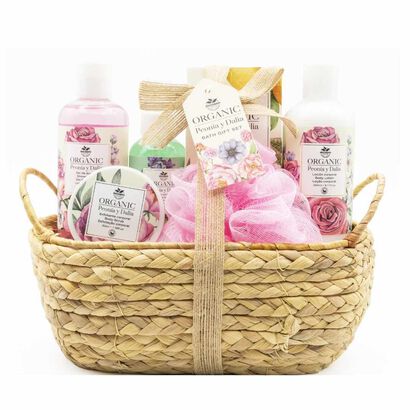 Cesta de Vime Botánica Peónia e Dalias - BECASAN NATURE -  - Imagem