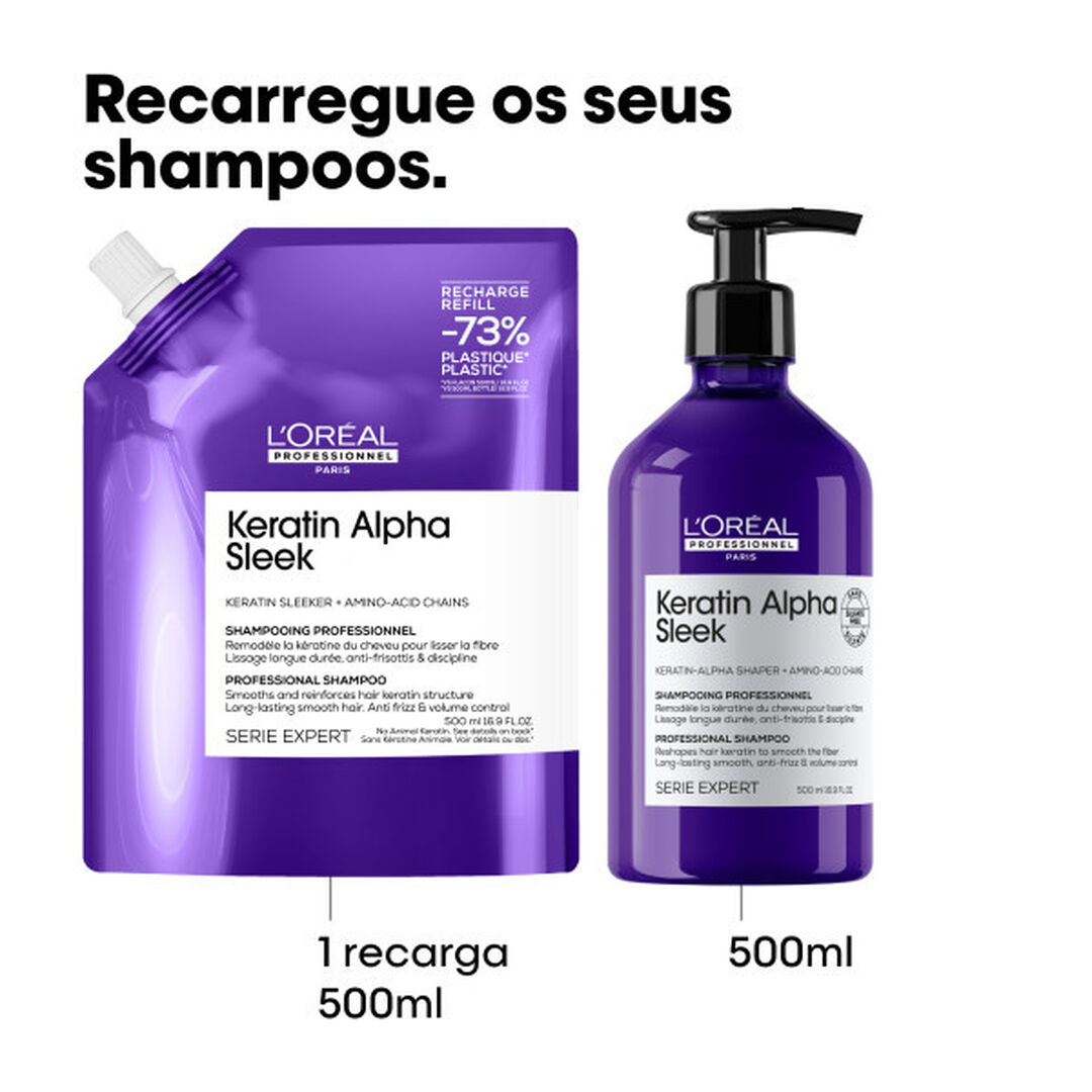Keratin Alpha Smooth Shampoo - Recarga - L'OR&Eacute;AL PROFESSIONNEL - SERIE EXPERT - Imagem 5