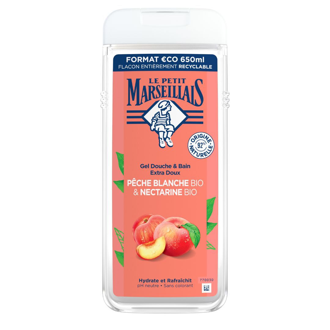 Gel Duche Pêssego Branco & Nectarina BIO - Les Petit Marseillais -  - Imagem 1
