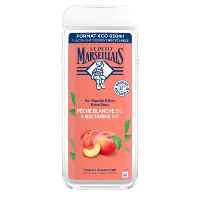 Gel Duche Pêssego Branco & Nectarina BIO - Les Petit Marseillais -  - Imagem