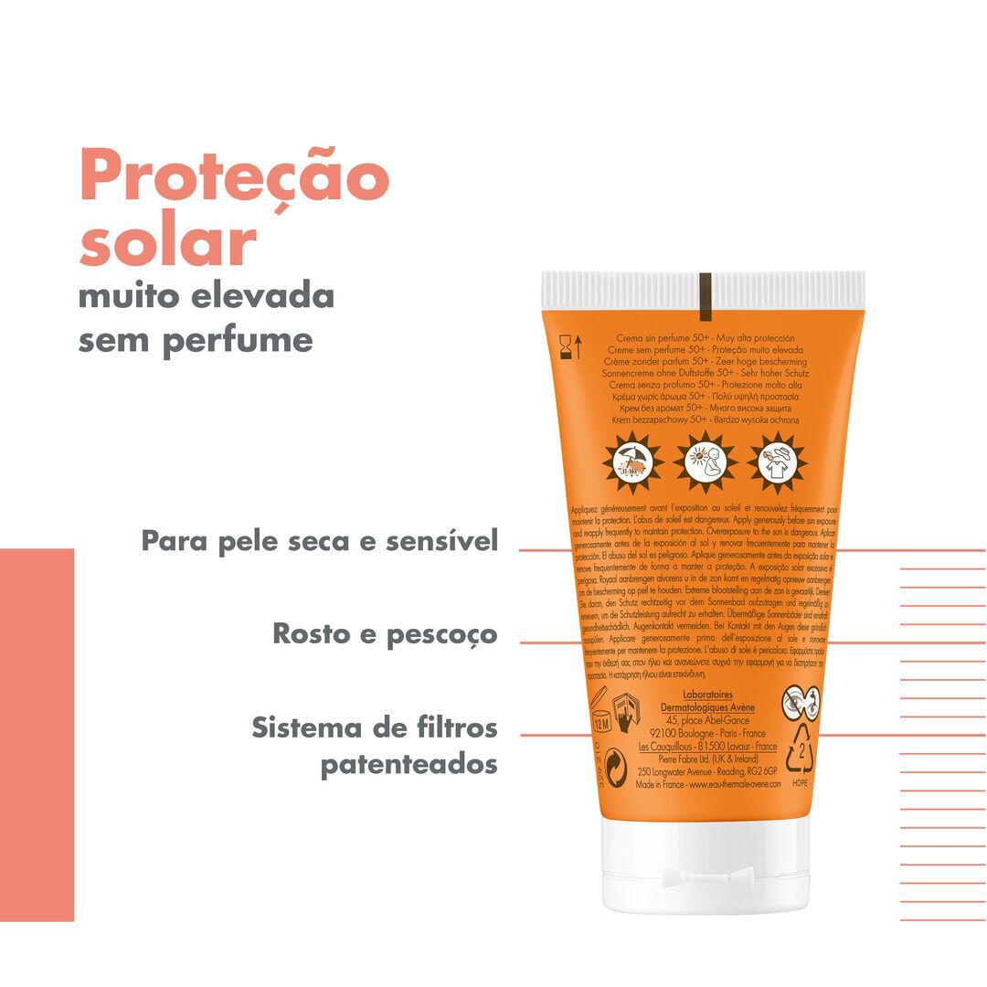 Protetor Solar Creme 50+ sem perfume SPF50 - AVENE -  - Imagem 3