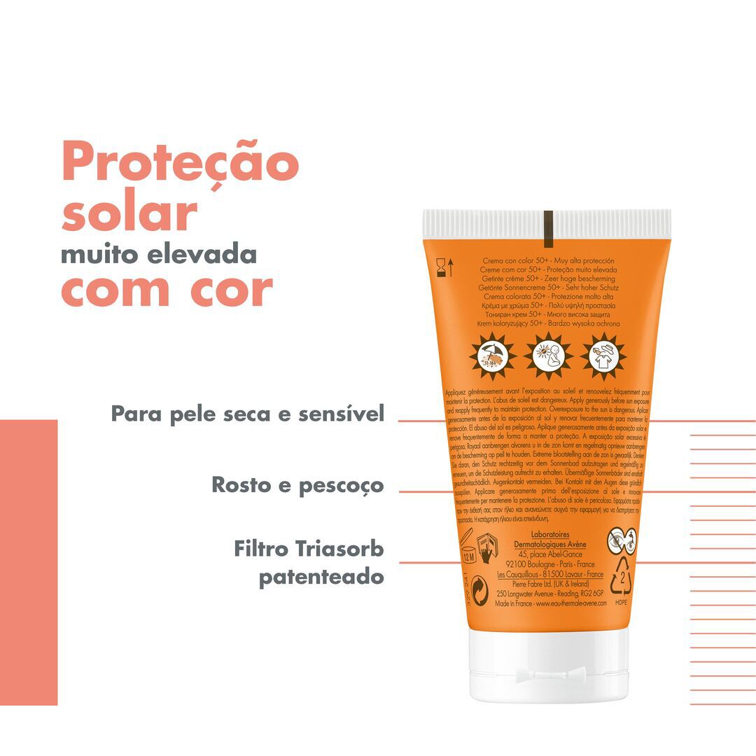 Protetor Solar Creme 50+ com Cor SPF50 - AVENE -  - Imagem 3