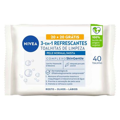 Toalhitas de Limpeza Refrescantes 3em1 - NIVEA -  - Imagem