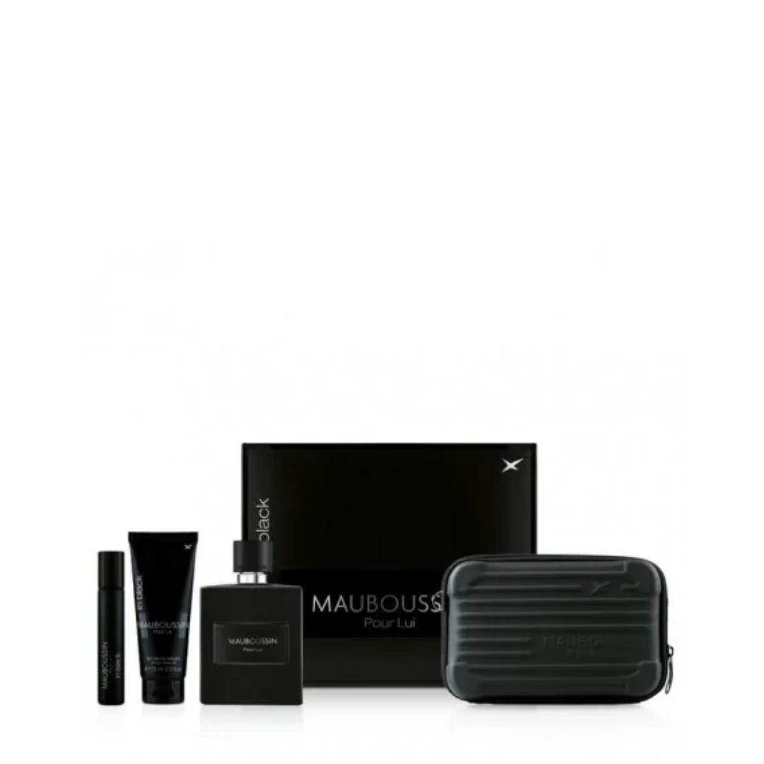 POUR LUI IN BLACK PRESTIGE SET( EDP 100 ml + 75 ml SG + 20 ml EDP + Pouch) - Mauboussin - MAUBOUSSIN POUR LUI - Imagem 1