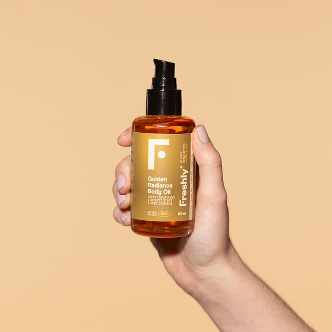 Óleo Corporal Para Estrias e Cicatrizes - Golden Radiance Body Oil - FRESHLY -  - Imagem 4