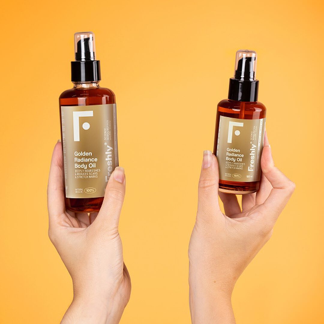 &Oacute;leo Corporal Para Estrias e Cicatrizes - Golden Radiance Body Oil - FRESHLY -  - Imagem 2