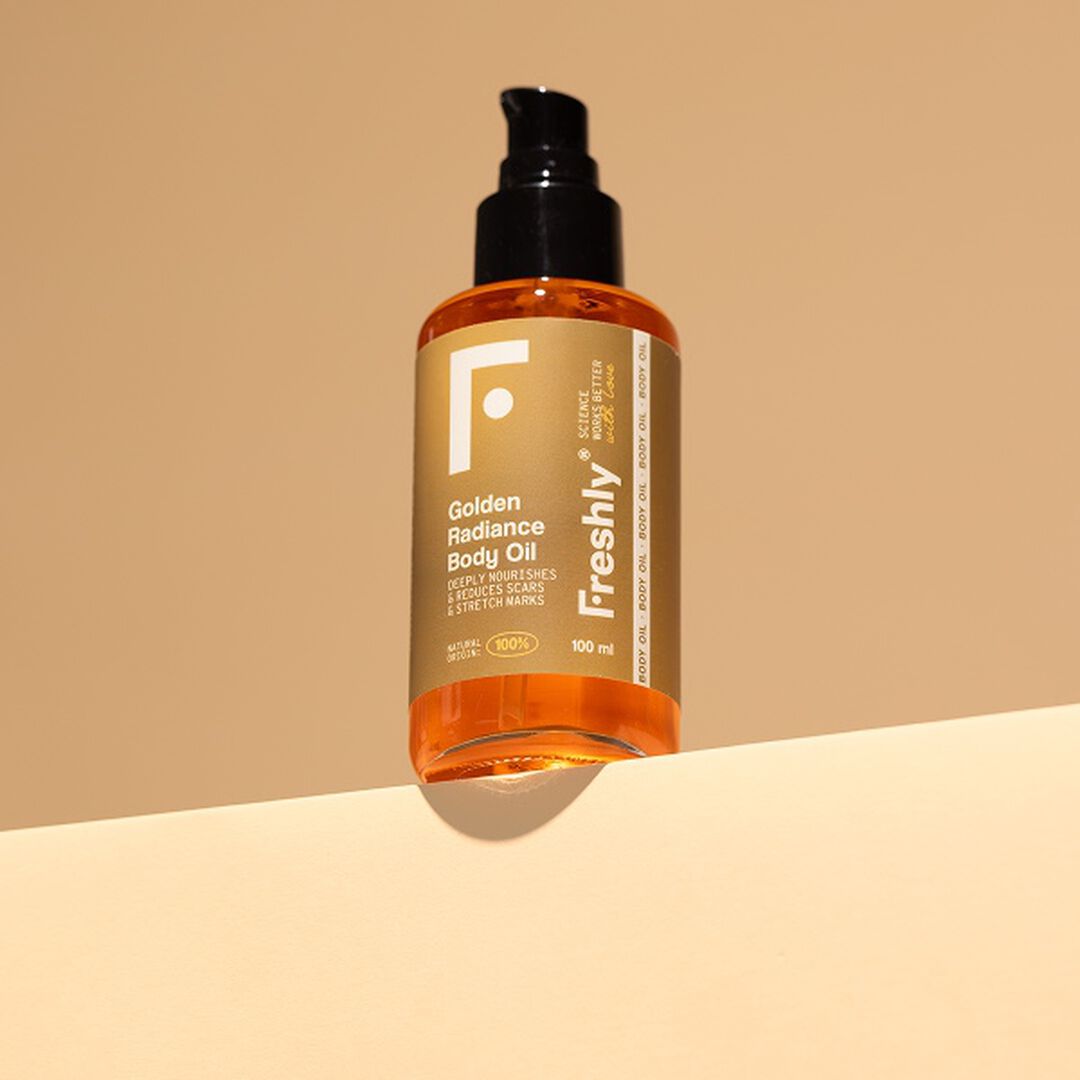 Óleo Corporal Para Estrias e Cicatrizes - Golden Radiance Body Oil - FRESHLY -  - Imagem 3