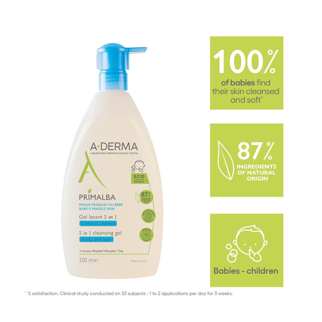 Primalba Gel de Limpeza 2 em 1, Corpo e Cabelo - A-DERMA -  - Imagem 2