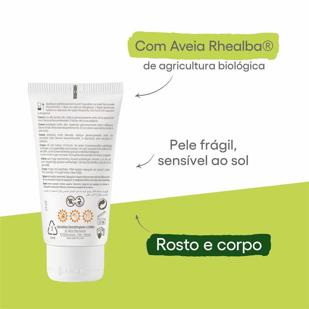Creme Protetor Solar Creme FPS50+ - A-DERMA -  - Imagem 2