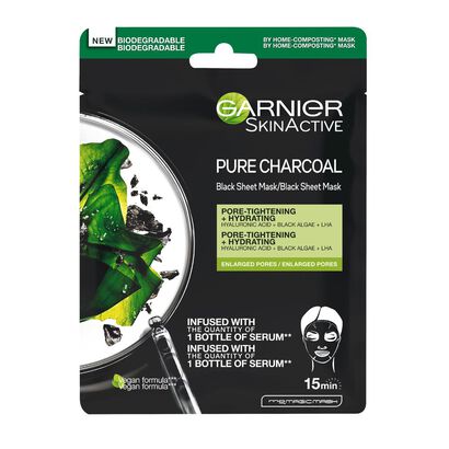 SkinActive Máscara Facial de Tecido Purificante Carvão e Alga Negra, - GARNIER -  - Imagem
