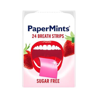 Folhas Refrescantes H&aacute;lito Morango - Paper Mints - PaperMints - Imagem
