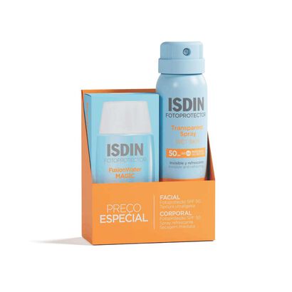 Fusion Water Magic SPF50 + Transparent Spray Wet Skin SPF50 - ISDIN -  - Imagem