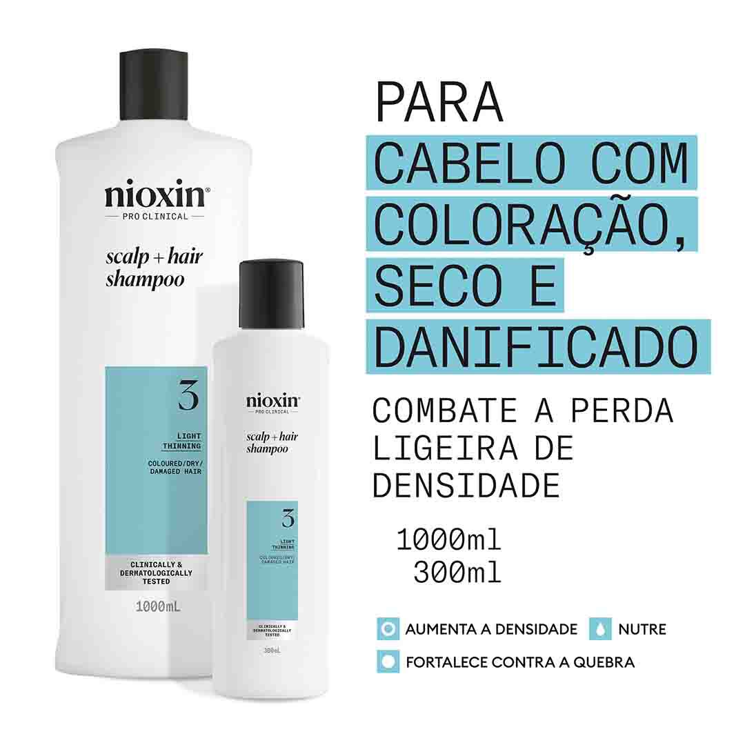 Champ&ocirc; - Cabelo Tingido e Danificado com Enfraquecimento Leve - Nioxin - Sistema 3 - Imagem 5
